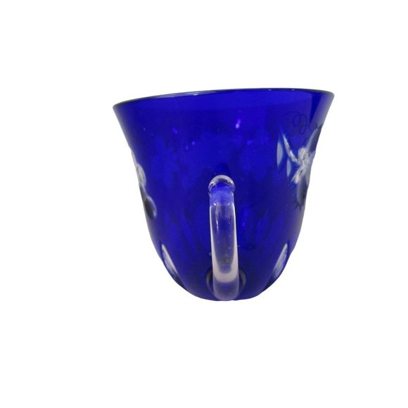 Vintage Cobalt Blue Cut to Clear Punch Cup Grape Design Nachtmann Traube EUC - Picture 4 of 12